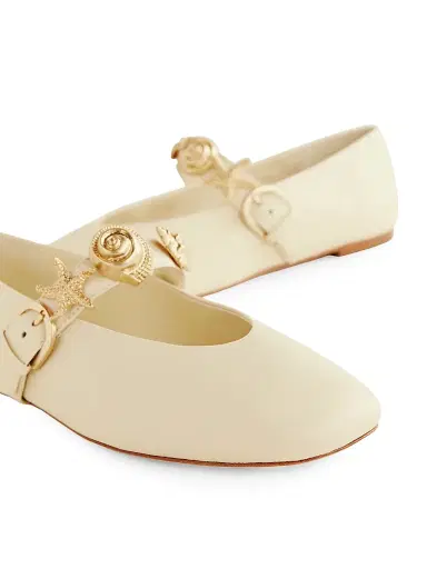 Reformation Women's Bethany Embellished Leather Ballet Flats - Cream Puff Shells | Thumbnail 3 Reformation Women's Bethany Embellished Leather Ballet Flats - Cream Puff Shells | Thumbnail 3