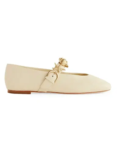 Reformation Women's Bethany Embellished Leather Ballet Flats - Cream Puff Shells | Thumbnail 1 Reformation Women's Bethany Embellished Leather Ballet Flats - Cream Puff Shells | Thumbnail 1