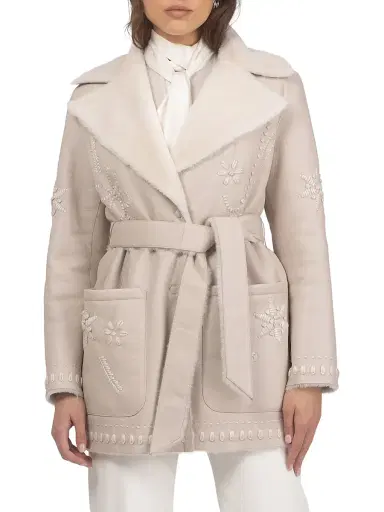 Gorski Women's Merino Shearling Lamb Jacket - Cream | Thumbnail 2