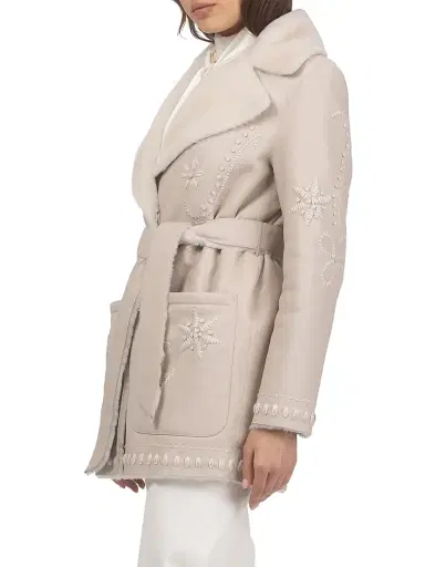 Gorski Women's Merino Shearling Lamb Jacket - Cream | Thumbnail 3