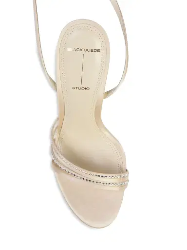 Black Suede Studio Women's Ella 100MM Strappy Sandals - Champagne Satin Embellished - Size 12 | Thumbnail 3 Black Suede Studio Women's Ella 100MM Strappy Sandals - Champagne Satin Embellished - Size 12 | Thumbnail 3