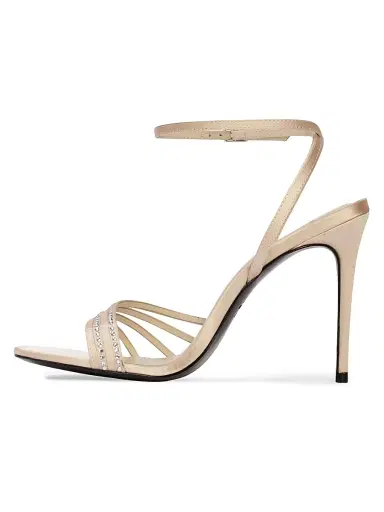 Black Suede Studio Women's Ella 100MM Strappy Sandals - Champagne Satin Embellished - Size 12 | Thumbnail 4 Black Suede Studio Women's Ella 100MM Strappy Sandals - Champagne Satin Embellished - Size 12 | Thumbnail 4