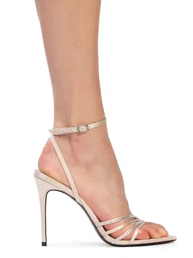Black Suede Studio Women's Ella 100MM Strappy Sandals - Champagne Satin Embellished - Size 12 | Thumbnail 6 Black Suede Studio Women's Ella 100MM Strappy Sandals - Champagne Satin Embellished - Size 12 | Thumbnail 6
