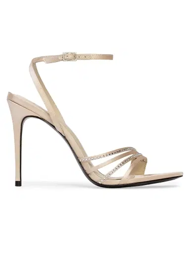Black Suede Studio Women's Ella 100MM Strappy Sandals - Champagne Satin Embellished - Size 12 | Thumbnail 1 Black Suede Studio Women's Ella 100MM Strappy Sandals - Champagne Satin Embellished - Size 12 | Thumbnail 1