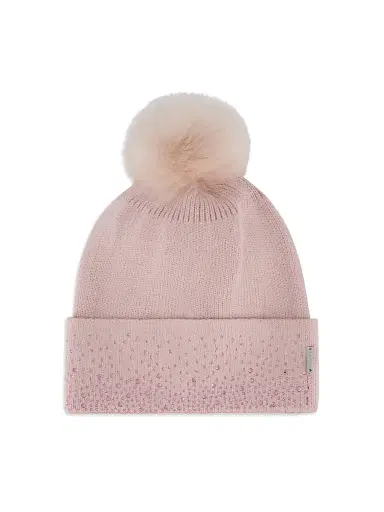 Gorski Women's Embellished Beanie with Toscana Lamb Pompom | Thumbnail 1 Gorski Women's Embellished Beanie with Toscana Lamb Pompom | Thumbnail 1