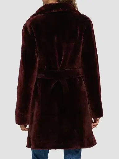Gorski Women's Shearling Lamb Stroller Reversible to Taffeta Belt - Burgundy - Size XS | Thumbnail 4