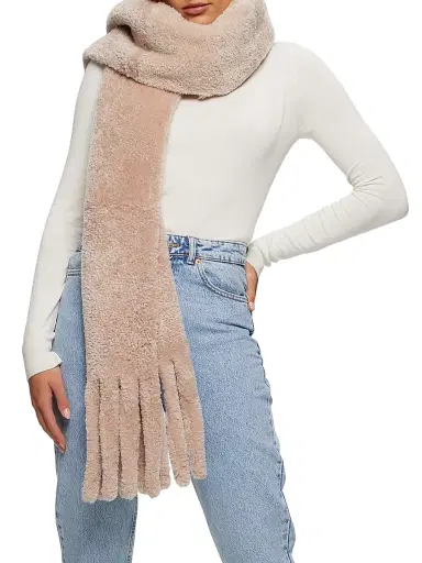 Gorski Women's Silky Shearling Lamb Stole with Fringes | Thumbnail 3 Gorski Women's Silky Shearling Lamb Stole with Fringes | Thumbnail 3