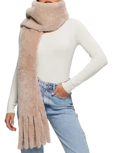 Gorski Women's Silky Shearling Lamb Stole with Fringes | Thumbnail 1 Gorski Women's Silky Shearling Lamb Stole with Fringes | Thumbnail 1