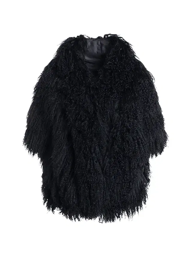 Gorski Women's Lamb Stole with Grosgrain Ribbon - Black