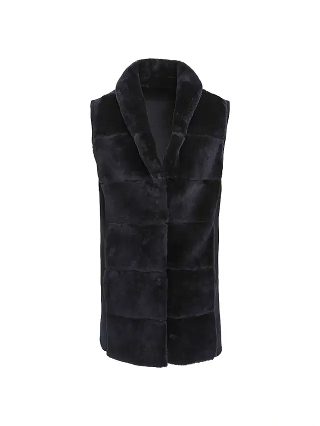 Gorski Women's Shearling Lamb Vest - Black - Size Large
