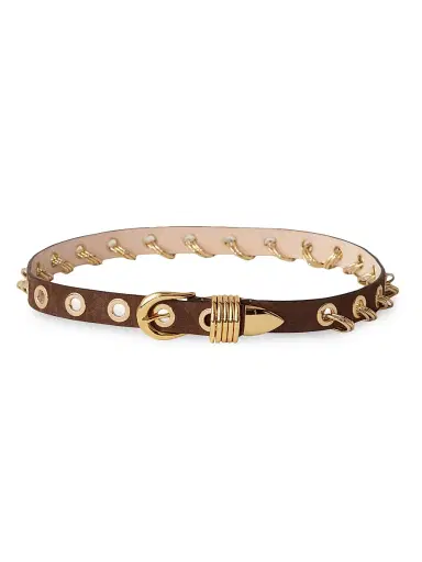 Déhanche Women's Revenge Suede Ring & Grommet Belt - Chocolate Gold | Thumbnail 3