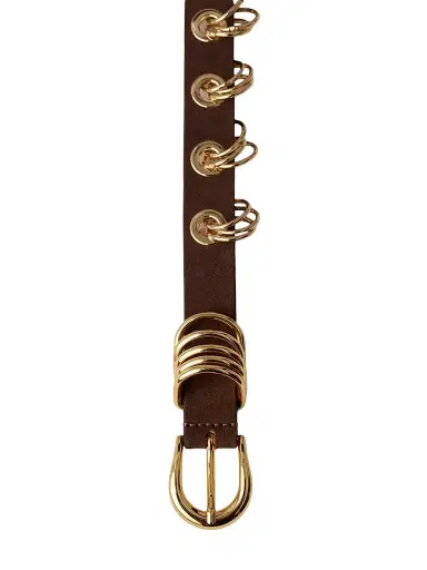Déhanche Women's Revenge Suede Ring & Grommet Belt - Chocolate Gold | Thumbnail 7