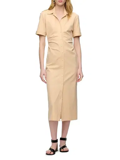 CALLAS MILANO Women's Lou Fitted Shirt Dress - Apricot | Thumbnail 2