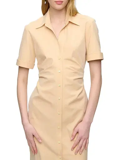CALLAS MILANO Women's Lou Fitted Shirt Dress - Apricot | Thumbnail 4