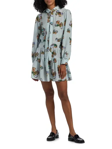 Marie Oliver Women's Ulanie Butterfly Print Tiered Minidress - Adonis | Thumbnail 2 Marie Oliver Women's Ulanie Butterfly Print Tiered Minidress - Adonis | Thumbnail 2