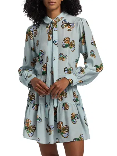 Marie Oliver Women's Ulanie Butterfly Print Tiered Minidress - Adonis | Thumbnail 3 Marie Oliver Women's Ulanie Butterfly Print Tiered Minidress - Adonis | Thumbnail 3