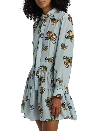 Marie Oliver Women's Ulanie Butterfly Print Tiered Minidress - Adonis | Thumbnail 4 Marie Oliver Women's Ulanie Butterfly Print Tiered Minidress - Adonis | Thumbnail 4