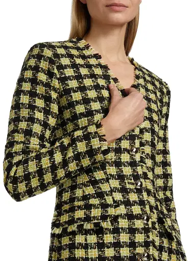 Toccin Women's Mallory Strong-Shoulder Tweed Dress - Jet Citron Multi | Thumbnail 6 Toccin Women's Mallory Strong-Shoulder Tweed Dress - Jet Citron Multi | Thumbnail 6