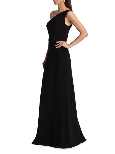 Amsale Women's Draped One-Shoulder Sheath Gown - Black - Size 14 | Thumbnail 4