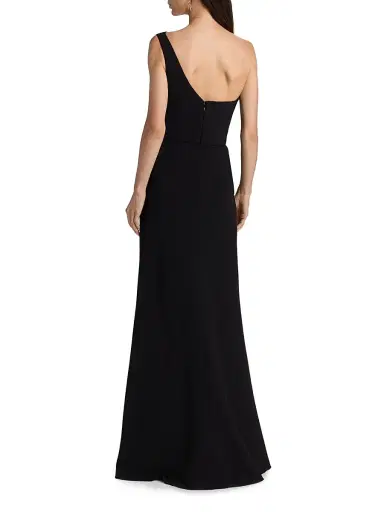 Amsale Women's Draped One-Shoulder Sheath Gown - Black - Size 14 | Thumbnail 5