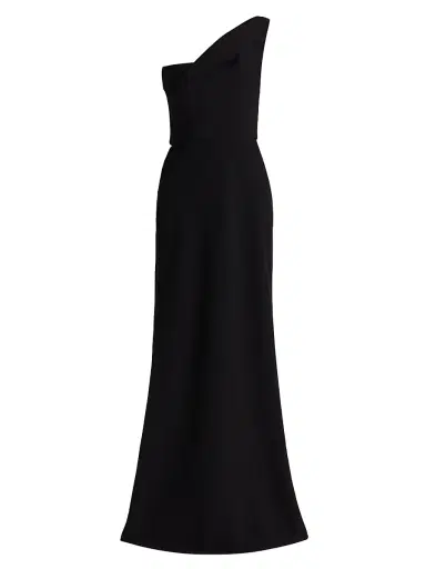 Amsale Women's Draped One-Shoulder Sheath Gown - Black - Size 14 | Thumbnail 1