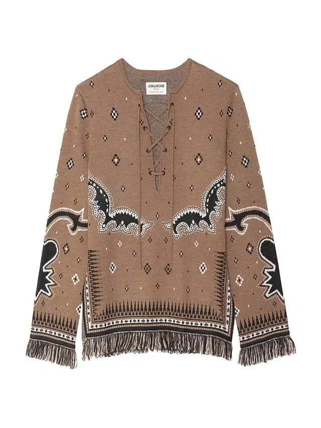 Zadig & Voltaire Women's Leon Merino Wool Fringe-Trim Sweater - Daim