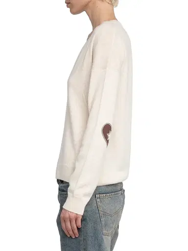 Zadig & Voltaire Women's Vivi Heart-Patch V-Neck Sweater - Ecru - Size Large | Thumbnail 4