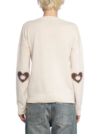 Zadig & Voltaire Women's Vivi Heart-Patch V-Neck Sweater - Ecru - Size Large | Thumbnail 5