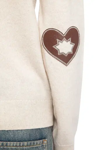 Zadig & Voltaire Women's Vivi Heart-Patch V-Neck Sweater - Ecru - Size Large | Thumbnail 6