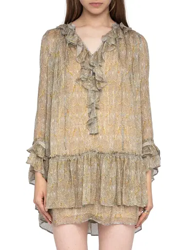 Zadig & Voltaire Women's Ralice Metallic Paisley Minidress - Cloud - Size Small | Thumbnail 3