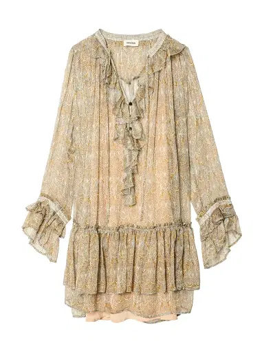Zadig & Voltaire Women's Ralice Metallic Paisley Minidress - Cloud - Size Small | Thumbnail 1