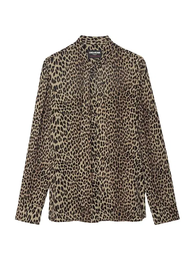 Women's Tulba Leopard-Print Tieneck Shirt - Leaves