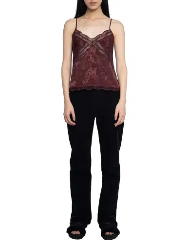 Zadig & Voltaire Women's Cishi Jac Horses Silk Camisole - Burgundy - Size Medium | Thumbnail 2