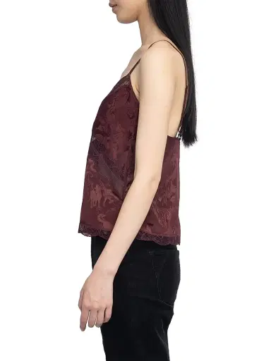 Zadig & Voltaire Women's Cishi Jac Horses Silk Camisole - Burgundy - Size Medium | Thumbnail 4