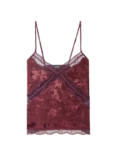 Zadig & Voltaire Women's Cishi Jac Horses Silk Camisole - Burgundy - Size Medium | Thumbnail 1