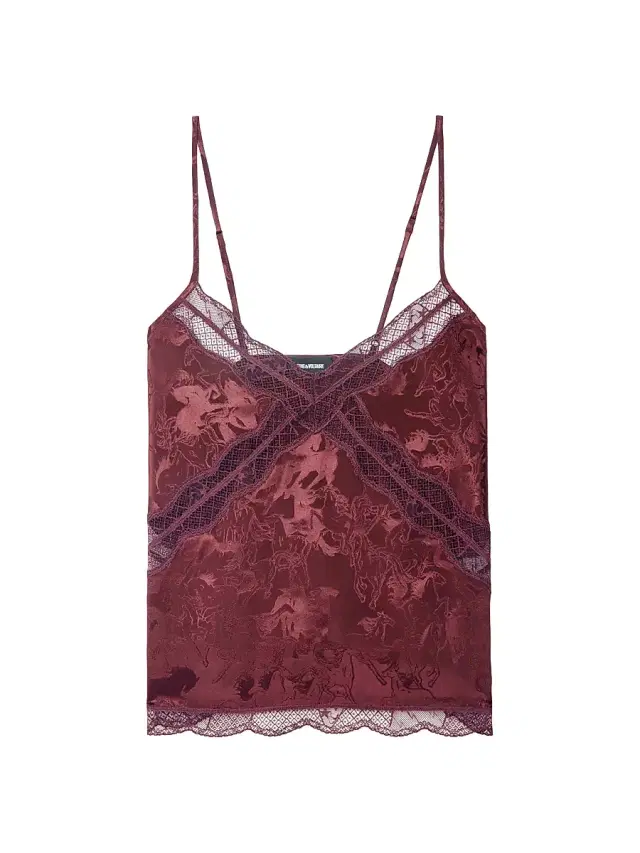 Women's Cishi Jac Horses Silk Camisole - Burgundy - Size Medium Women's Cishi Jac Horses Silk Camisole - Burgundy - Size Medium