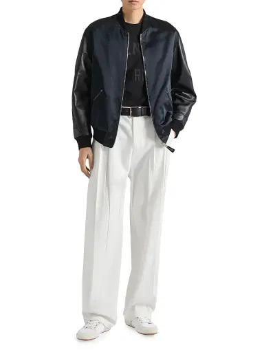 Givenchy Men's Bomber Jacket in Satin and Nappa Leather - Black | Thumbnail 2