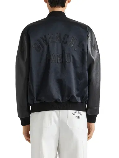 Givenchy Men's Bomber Jacket in Satin and Nappa Leather - Black | Thumbnail 4
