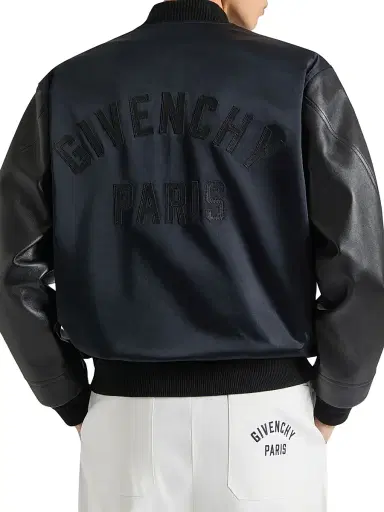 Givenchy Men's Bomber Jacket in Satin and Nappa Leather - Black | Thumbnail 5