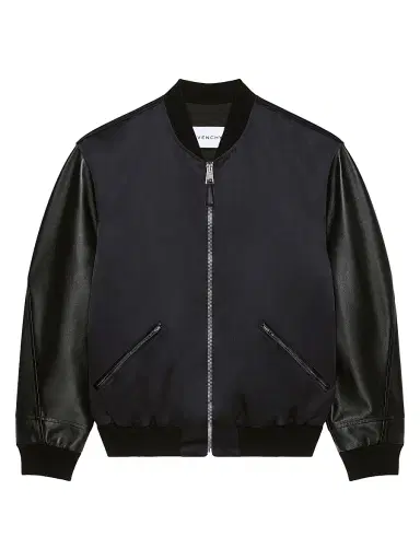 Givenchy Men's Bomber Jacket in Satin and Nappa Leather - Black | Thumbnail 1