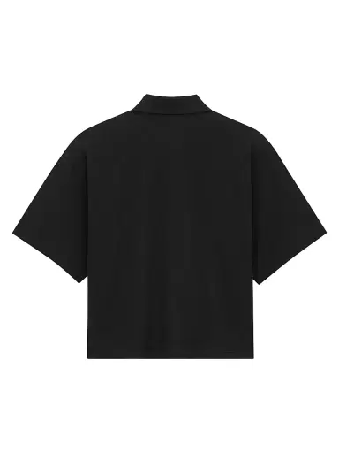 Saint Laurent Women's Cassandre Polo Shirt in Piquÿ - Black | Thumbnail 2