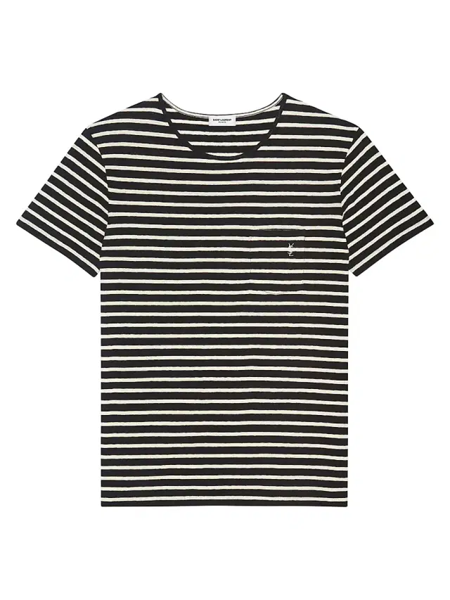 Saint Laurent Women's Striped Cassandre T-Shirt in Jersey - Black Natural