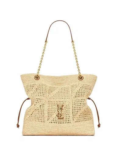 Saint Laurent Women's Jamie Shopping Tote Bag in Raffia - Natural And Brick | Thumbnail 1 Saint Laurent Women's Jamie Shopping Tote Bag in Raffia - Natural And Brick | Thumbnail 1