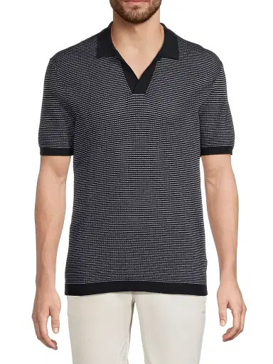 Orlebar Brown Men's Roddy Two-Tone Johnny Polo Shirt - Night Iris White - Size XXL | Thumbnail 3