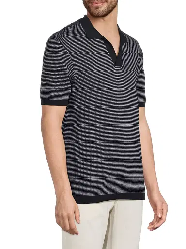 Orlebar Brown Men's Roddy Two-Tone Johnny Polo Shirt - Night Iris White - Size XXL | Thumbnail 4