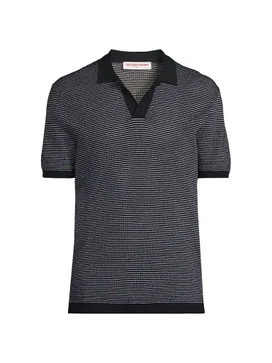 Orlebar Brown Men's Roddy Two-Tone Johnny Polo Shirt - Night Iris White - Size XXL | Thumbnail 1