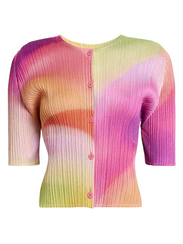 Women's Groove Pleated Ombré Cardigan - Bright Pink