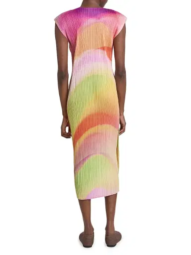 Pleats Please Issey Miyake Women's Groove Pleated Ombré Midi-Dress - Bright Pink | Thumbnail 5