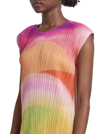 Pleats Please Issey Miyake Women's Groove Pleated Ombré Midi-Dress - Bright Pink | Thumbnail 6