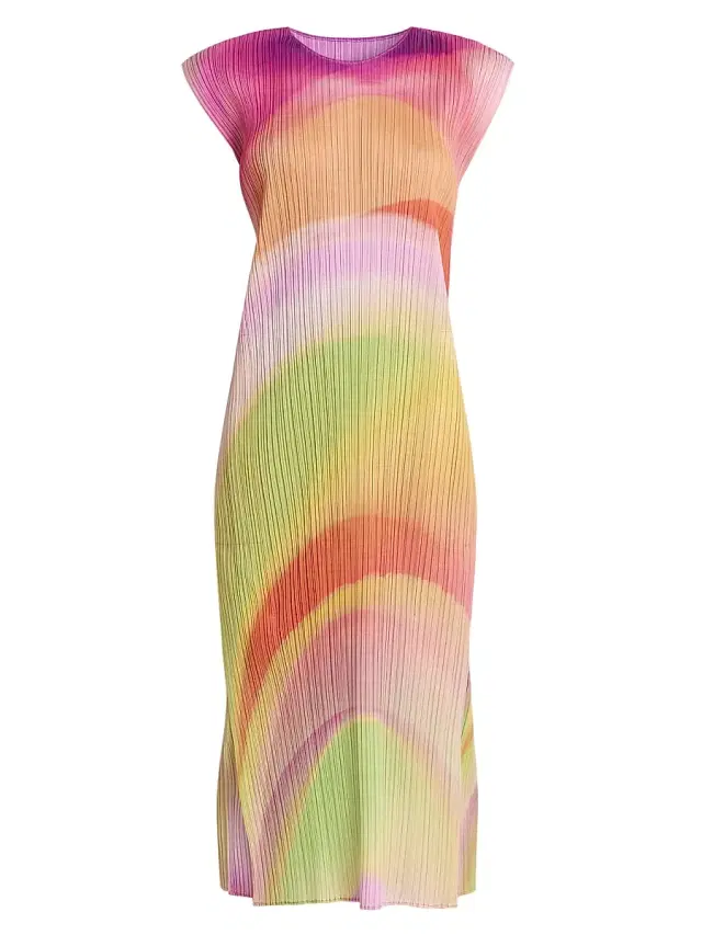 Women's Groove Pleated Ombré Midi-Dress - Bright Pink